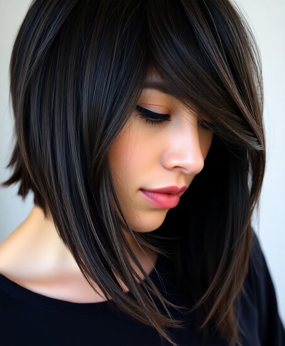 asymmetrical shoulder length hairstyle