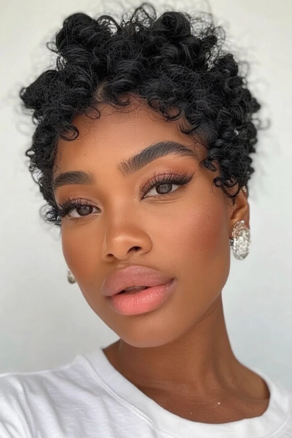 Bantu knots hairstyle styled on short hair for bold texture. 