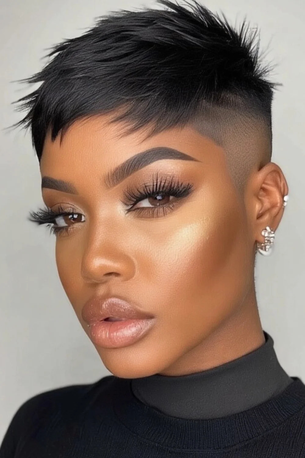 Modern pixie cut with bold undercut for an edgy look
