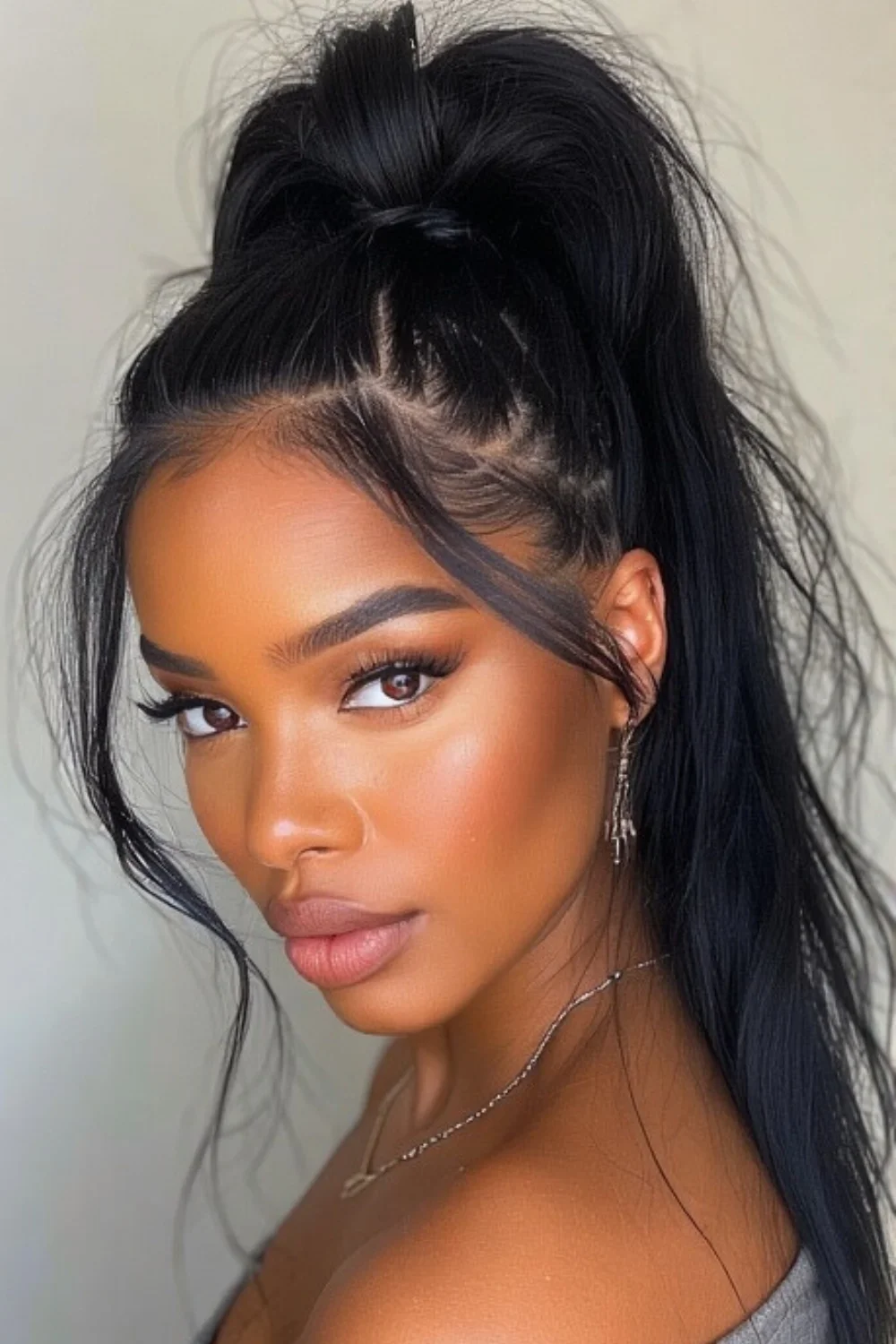 Voluminous high ponytail hairstyle