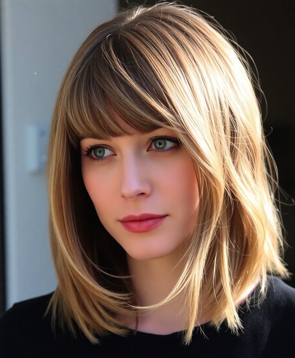 layered hairstyle with bangs