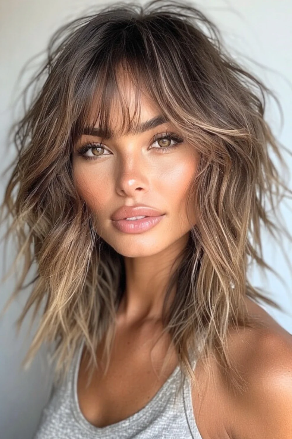 Layered cut designed to balance and complement facial features 