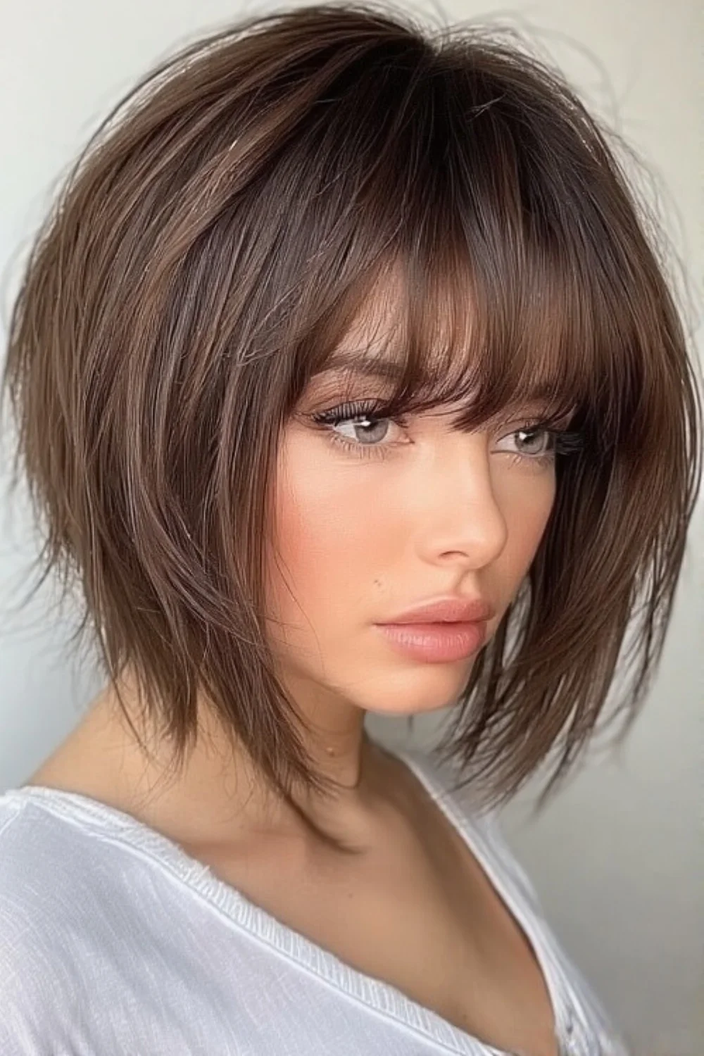 Bob with longer layered cuts for volume 
