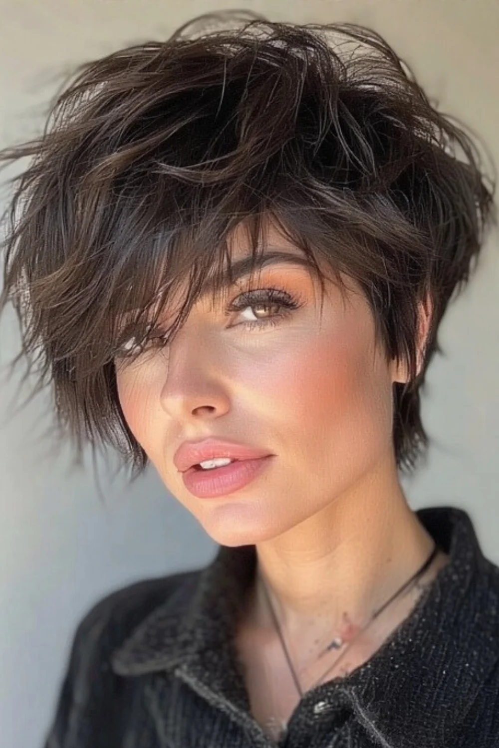 Piecey pixie bob hairstyle with textured, separated layers
