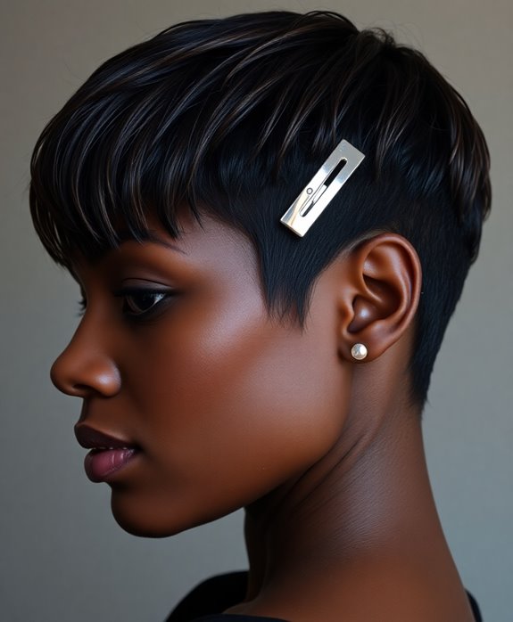 pixie hairstyle with clip