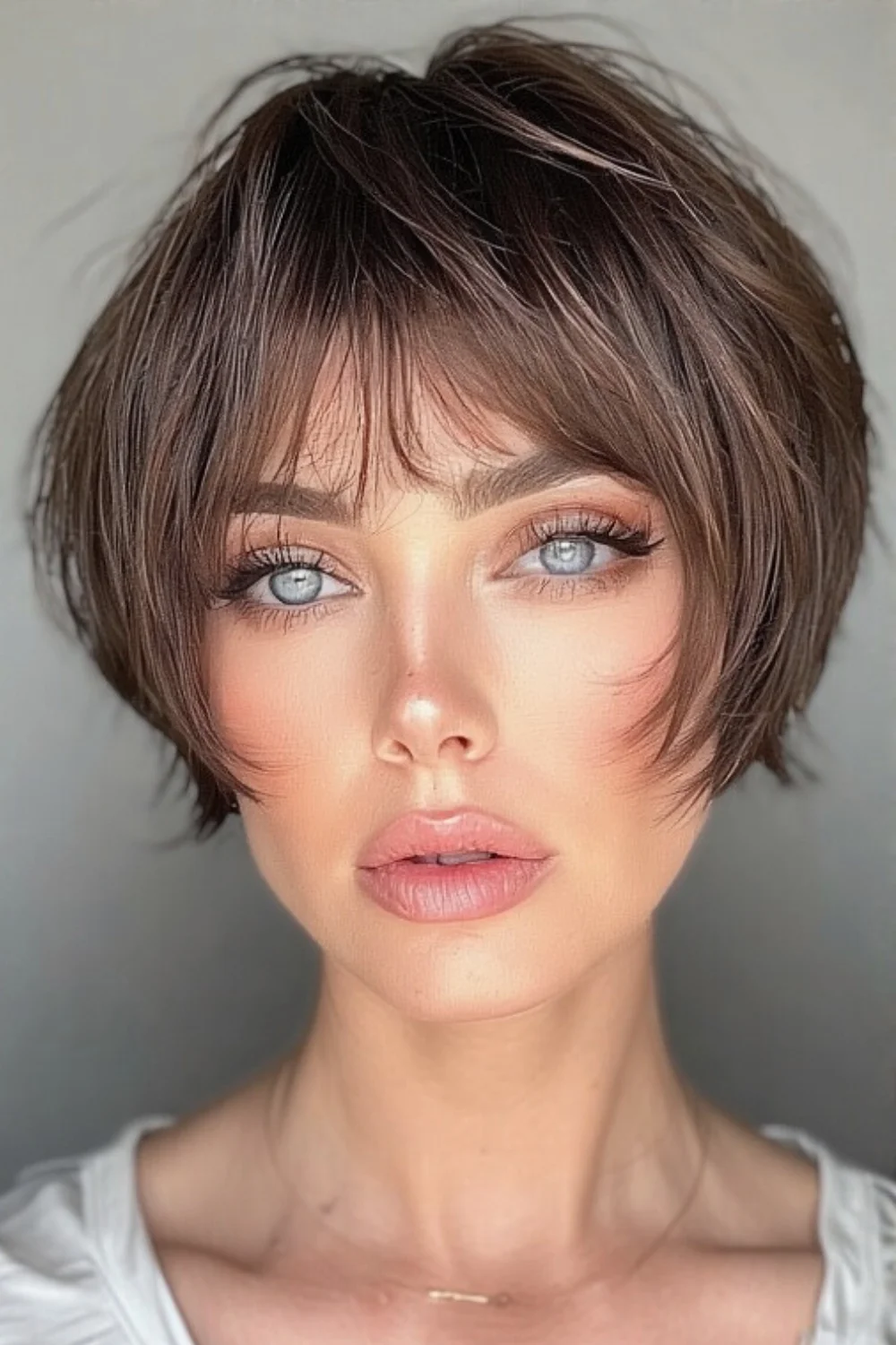 Polished pixie bob haircut with smooth finish
