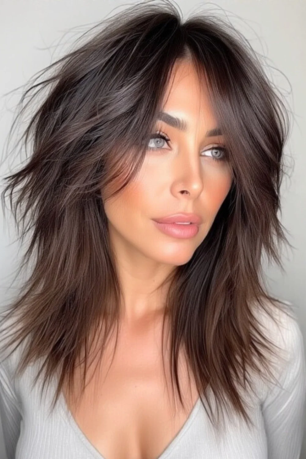 Hairstyle with razored ends that add natural volume