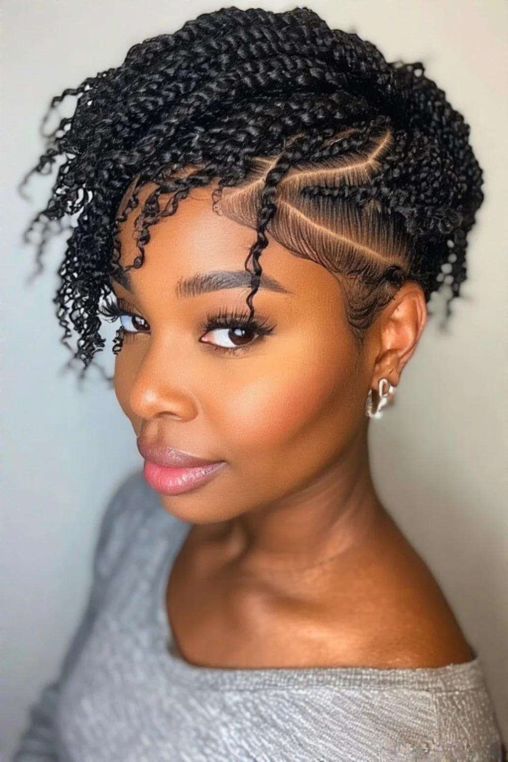 Short Marley twists hairstyle with natural texture
