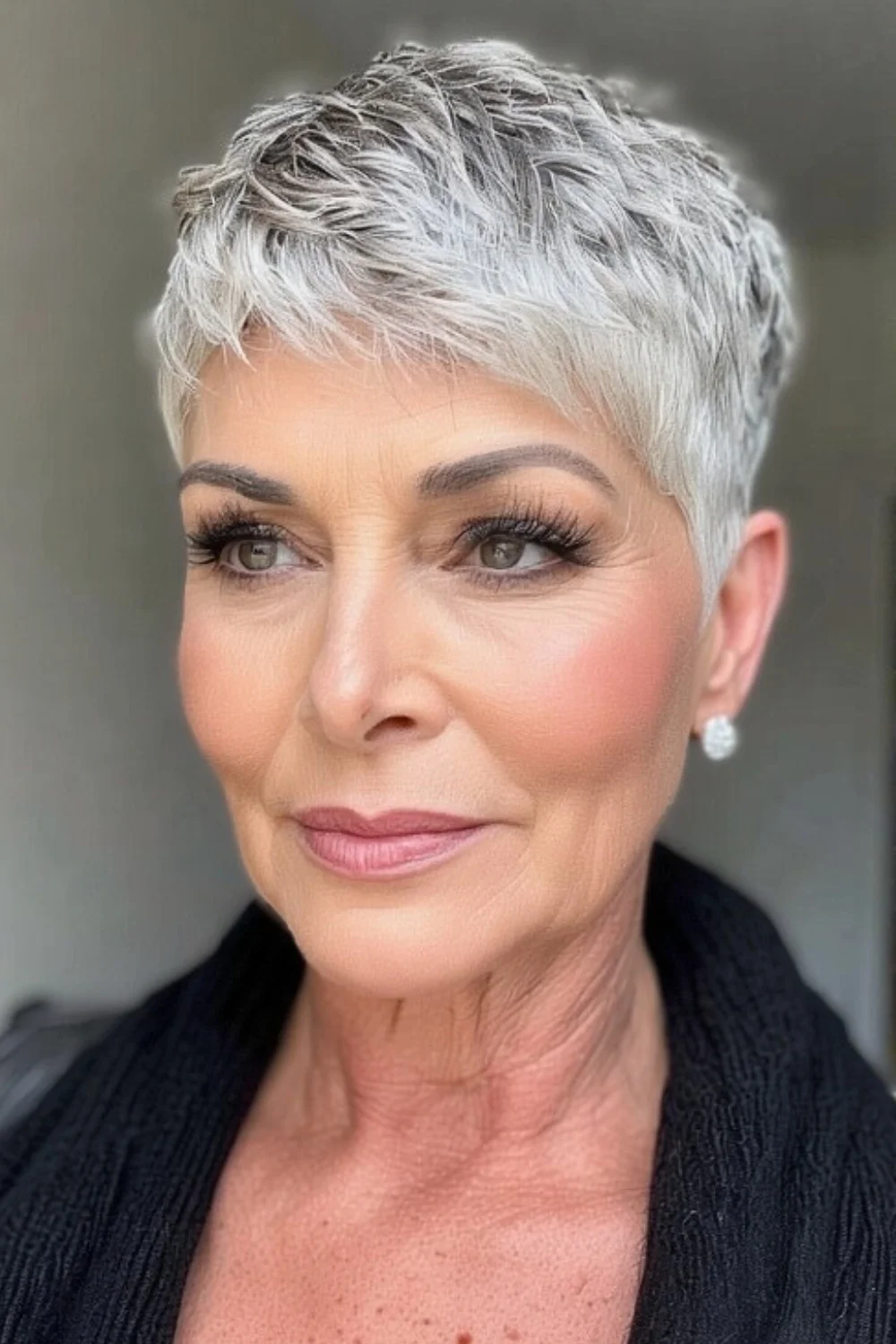 Short pixie haircut flattering square face shapes