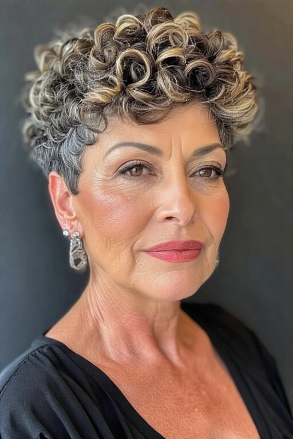 Short tight curls flattering square face shapes
