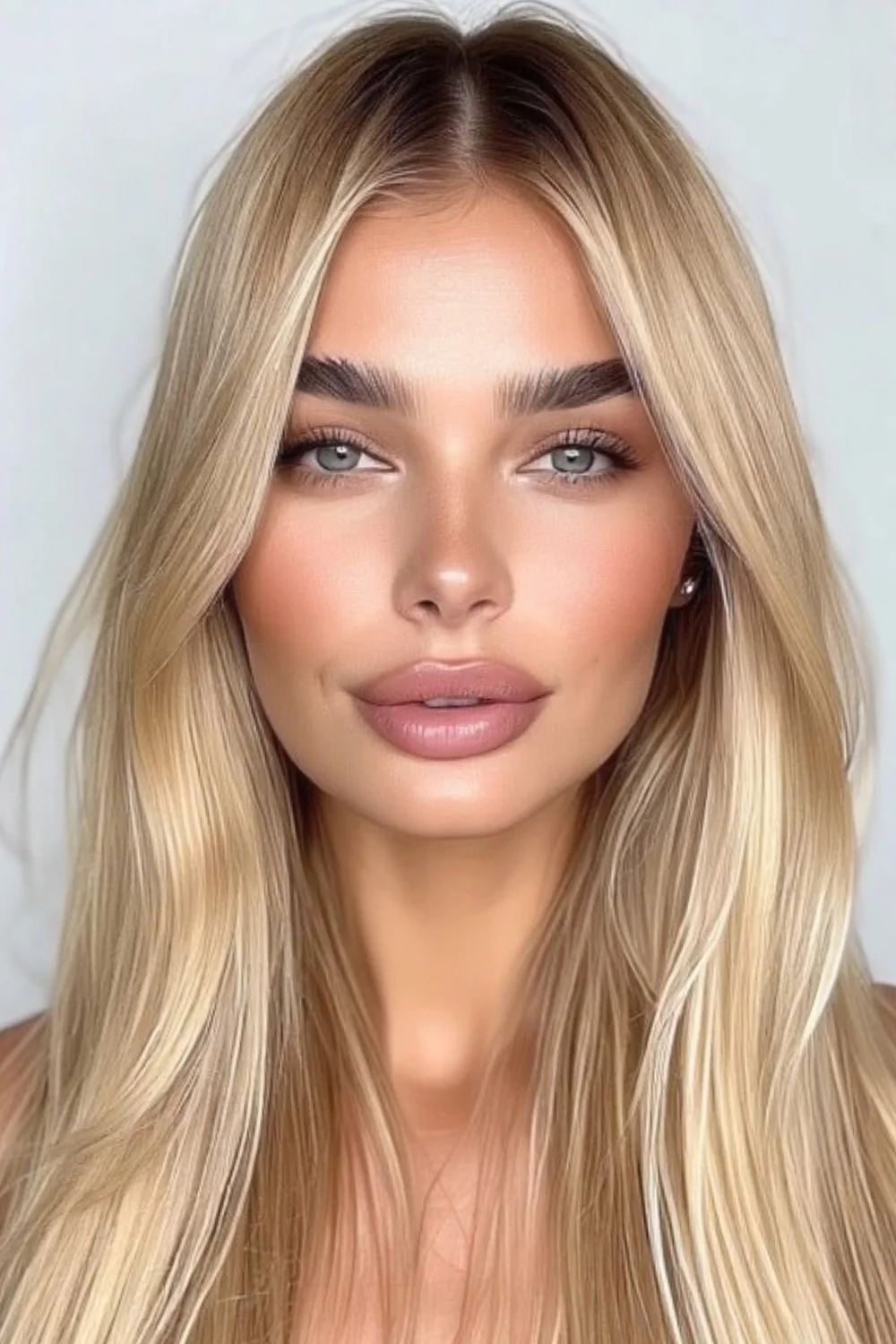 Silky smooth blonde hair locks with a healthy shine 