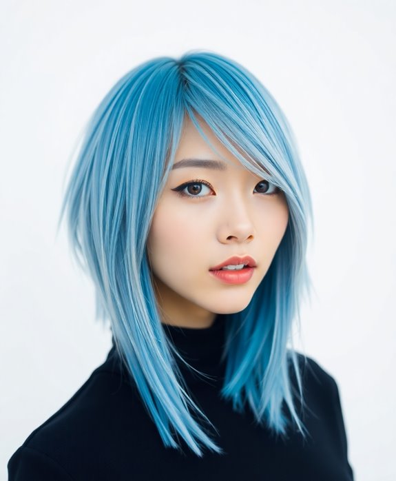 soft pastel blue hair