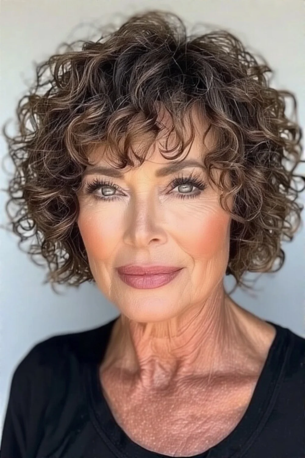 Timeless short curly shag haircut style
