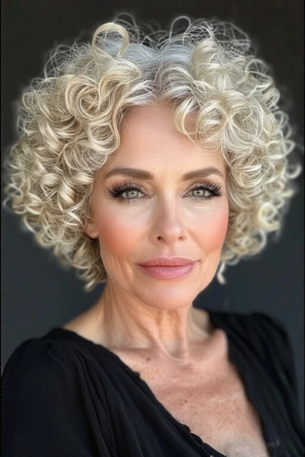 Trendy short curly shag haircut style
