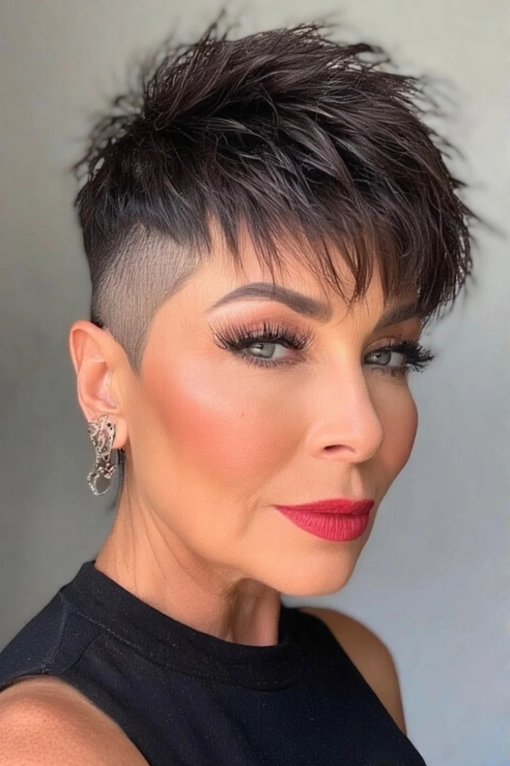 Bold undercut pixie hairstyle for edgy women