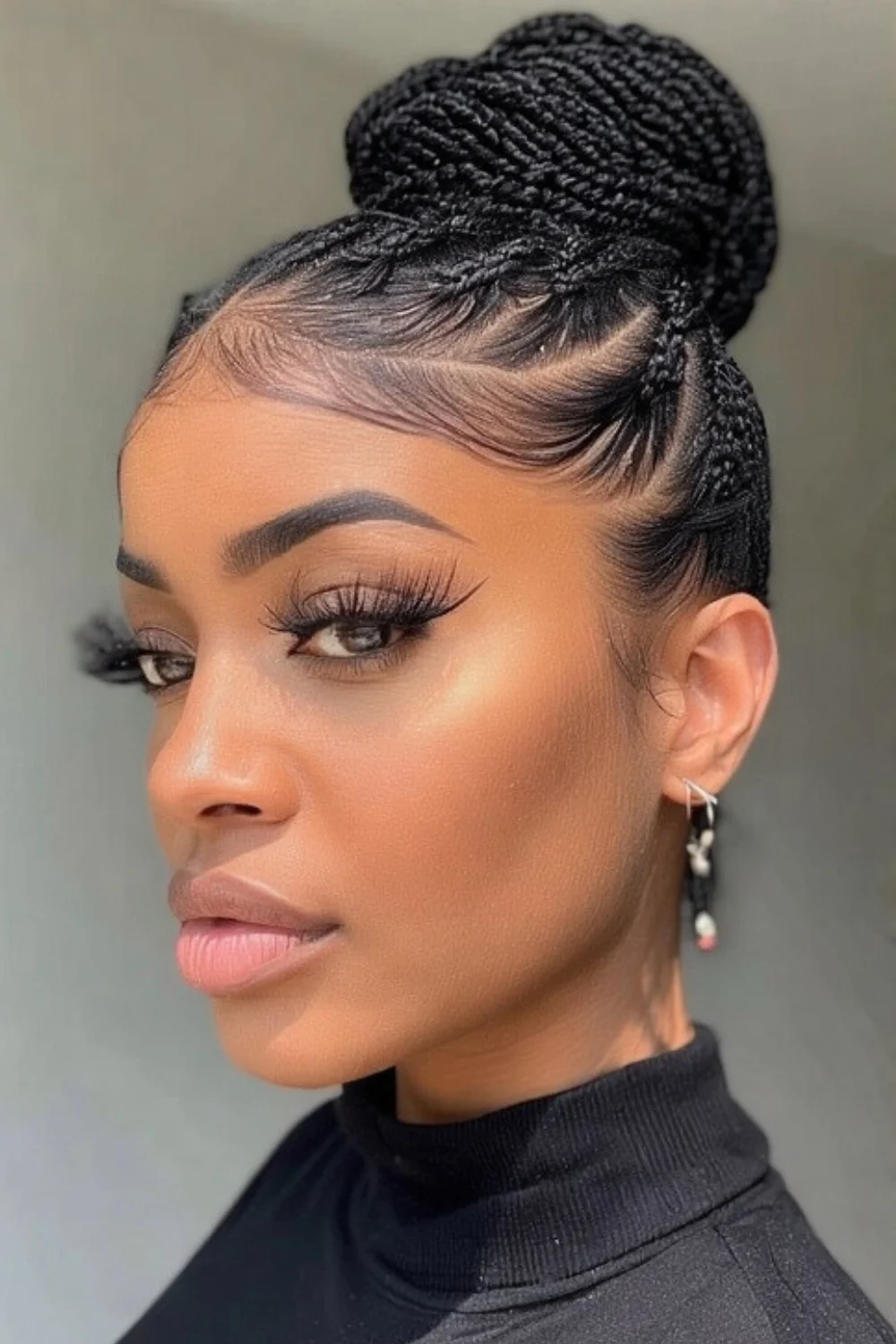 Elegant updo featuring a braided bun for formal occasions