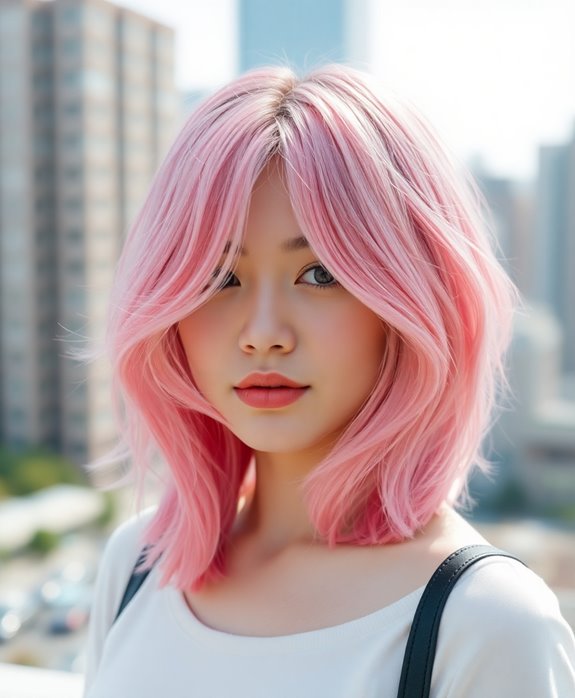 vibrant pink sakura hairstyle