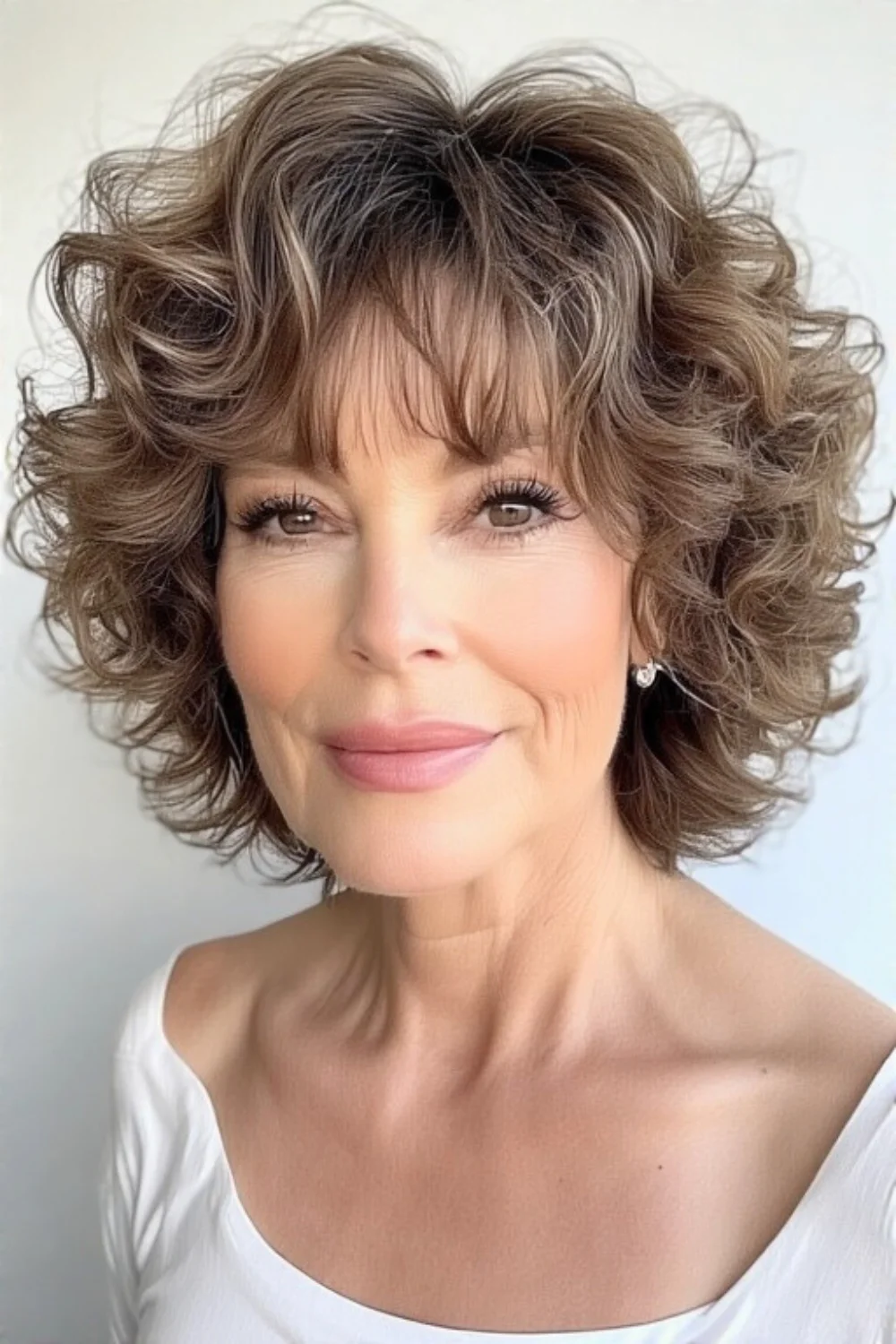 Vintage inspired short curly hairstyle look
