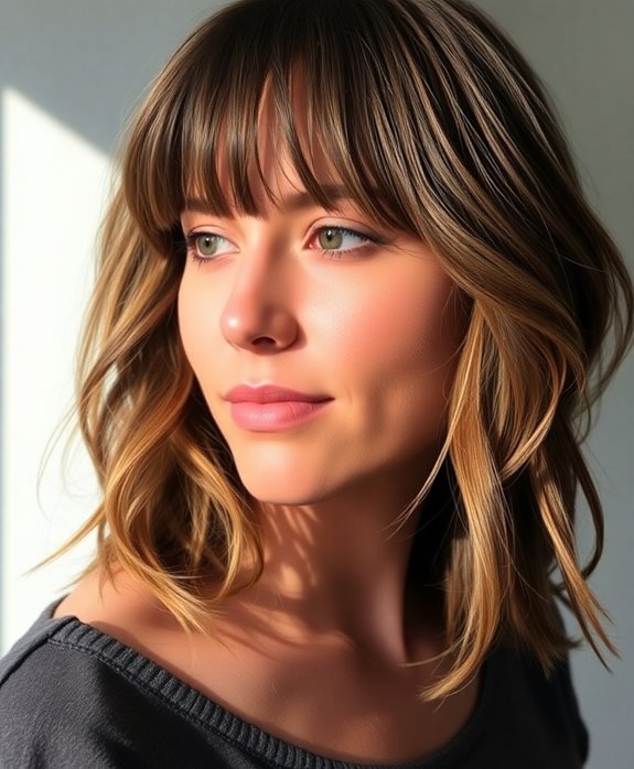 wavy hairstyle with bangs