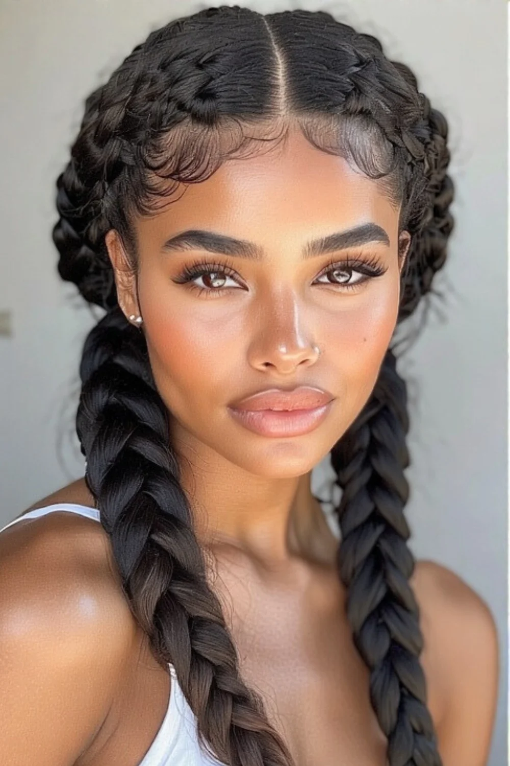 Woven braids creating a basketweave hairstyle
