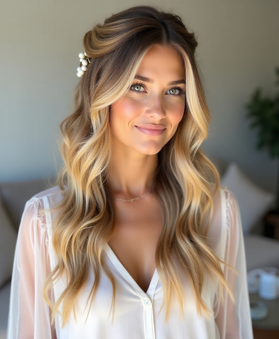 bohemian half up hairstyle tutorial