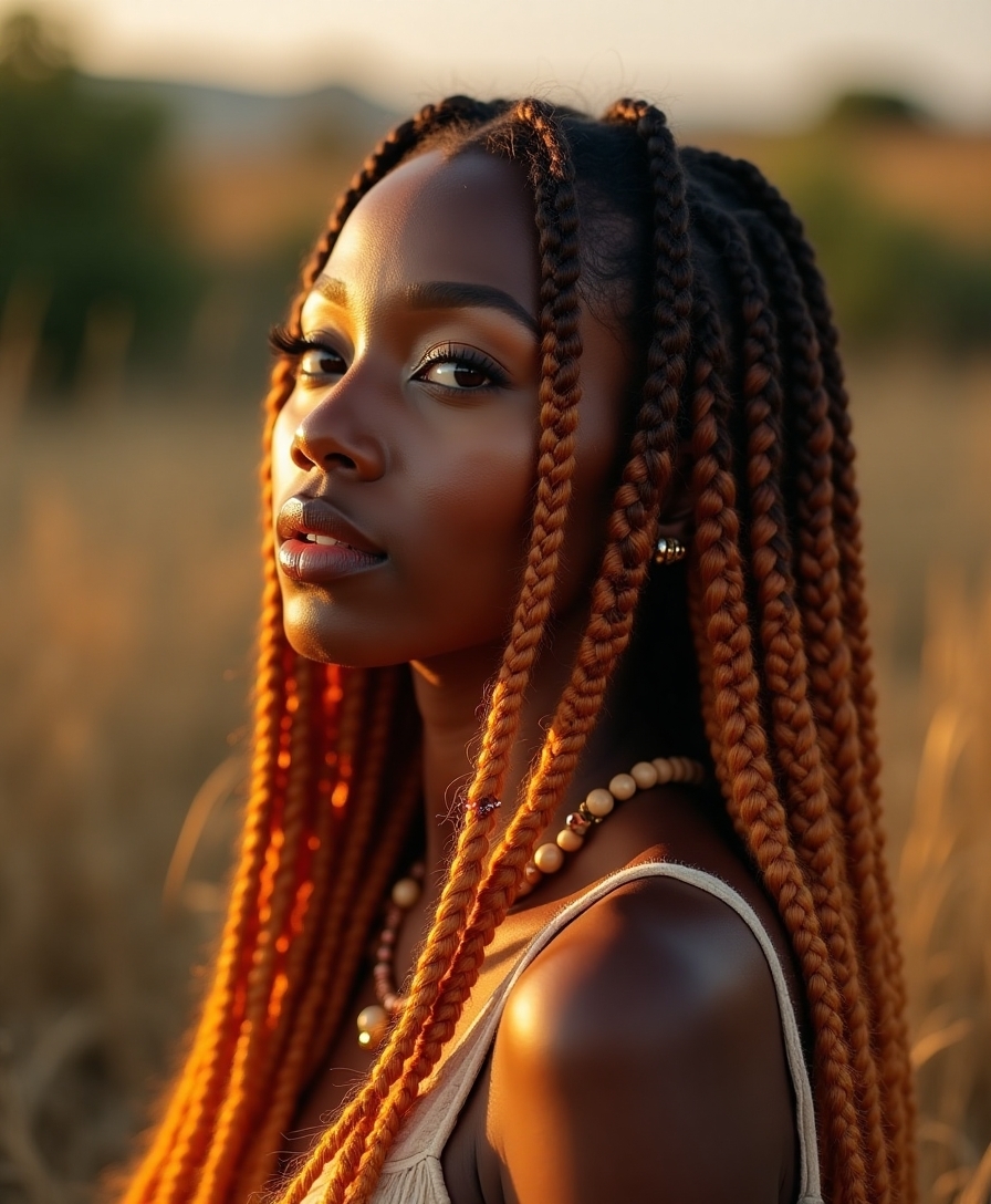 boho braids with earthy hues