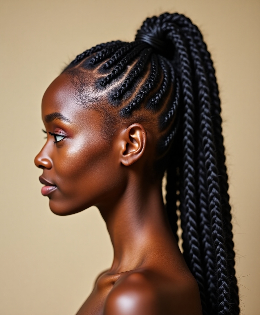 bold cornrow ponytail statements