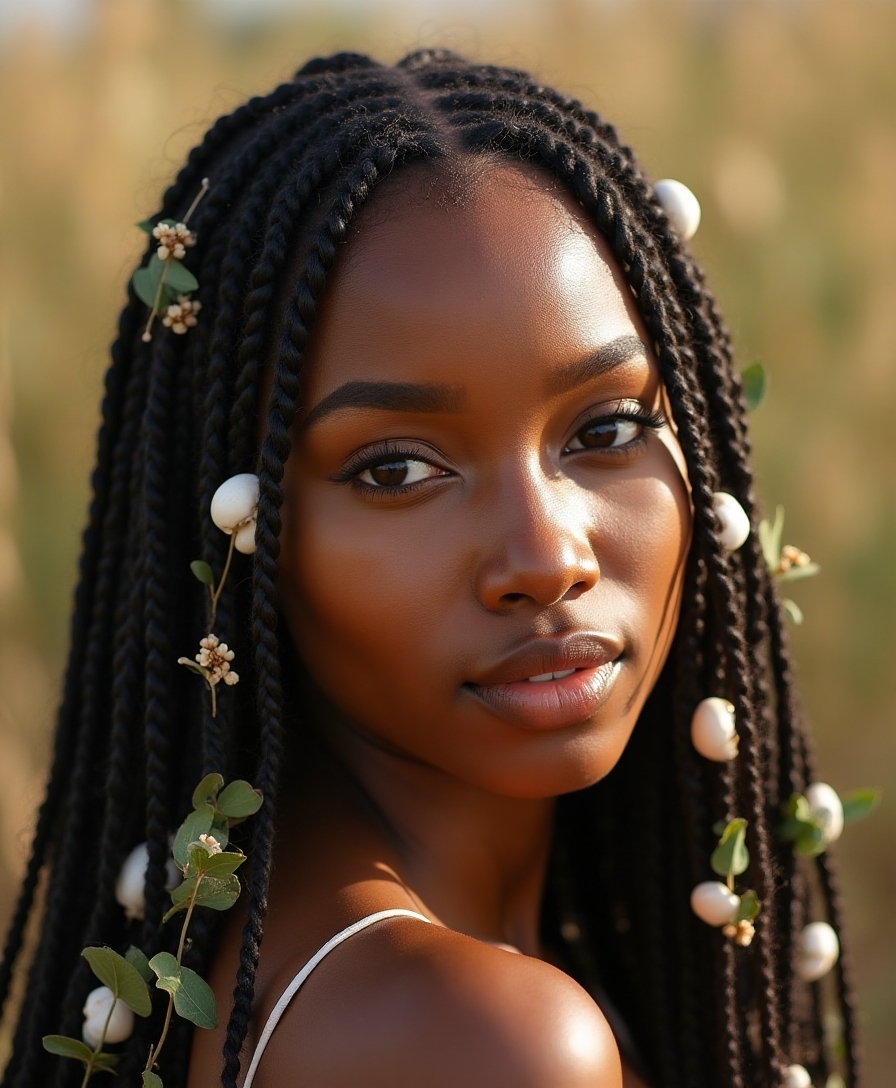 braids with natural embellishments