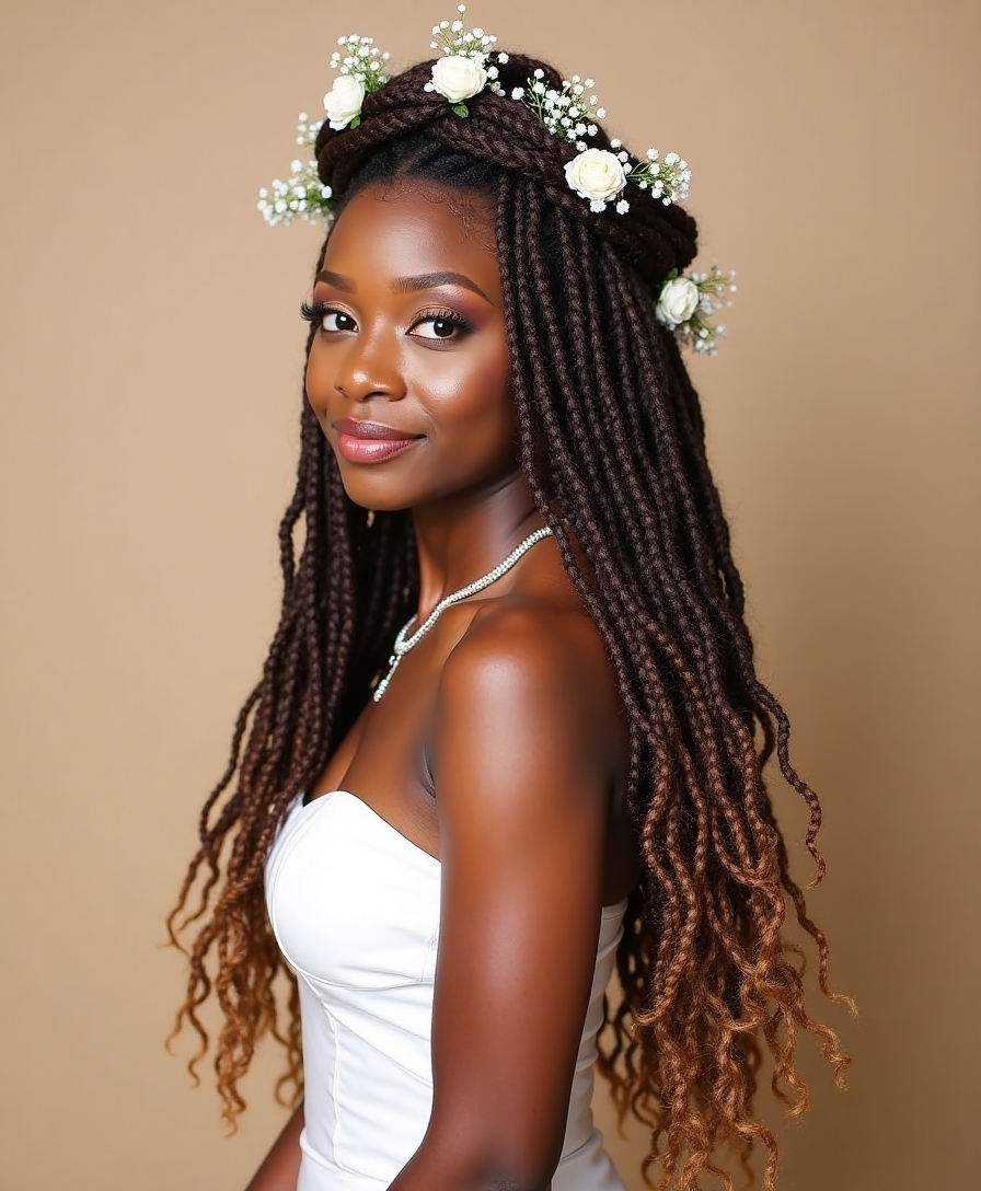 cascading loc styles bridal elegance