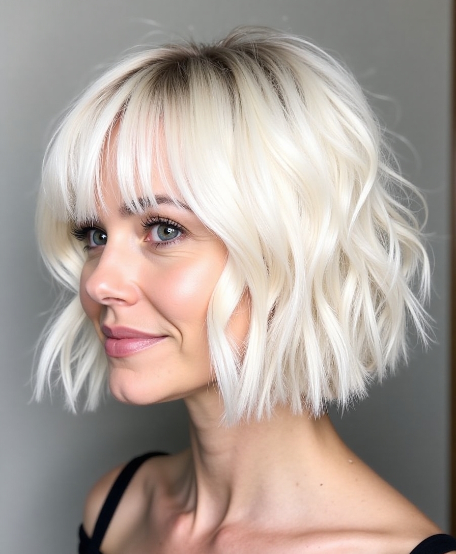 choppy bob with feathered ends