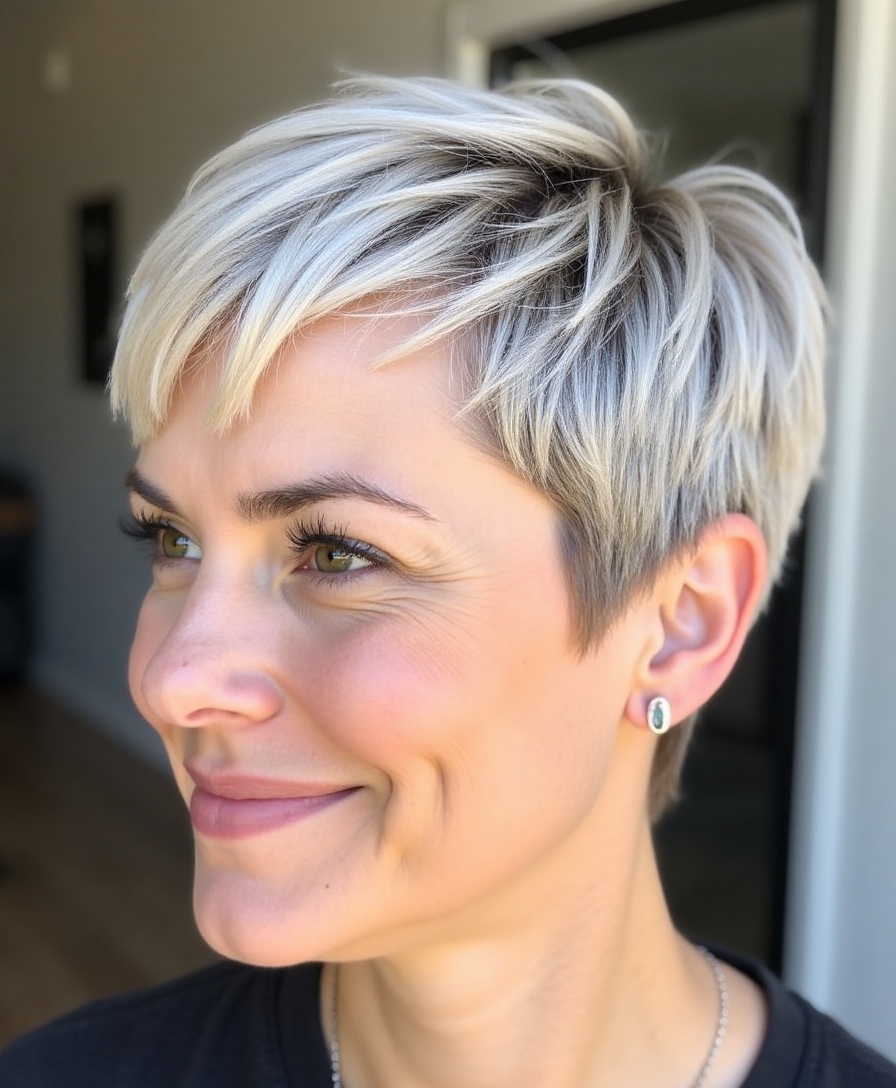 edgy textured long pixie