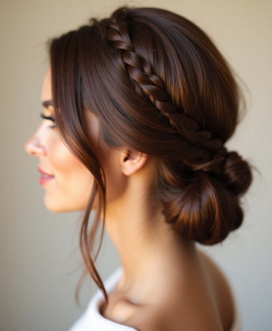 fishtail braid low bun