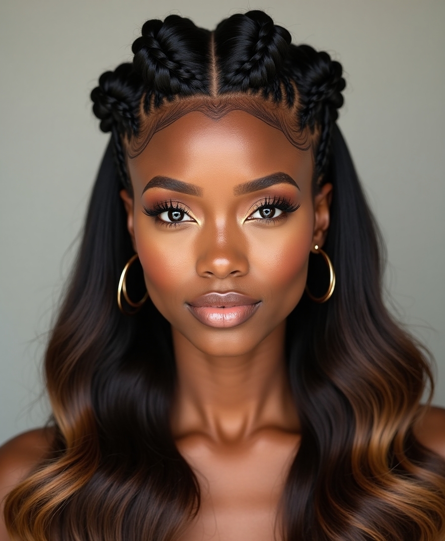 half up cornrow professional look