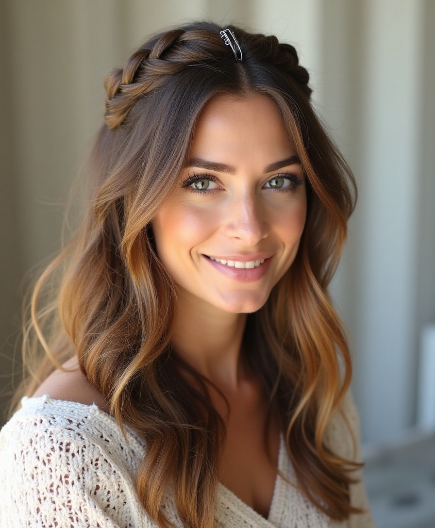 half up crown braid tutorial