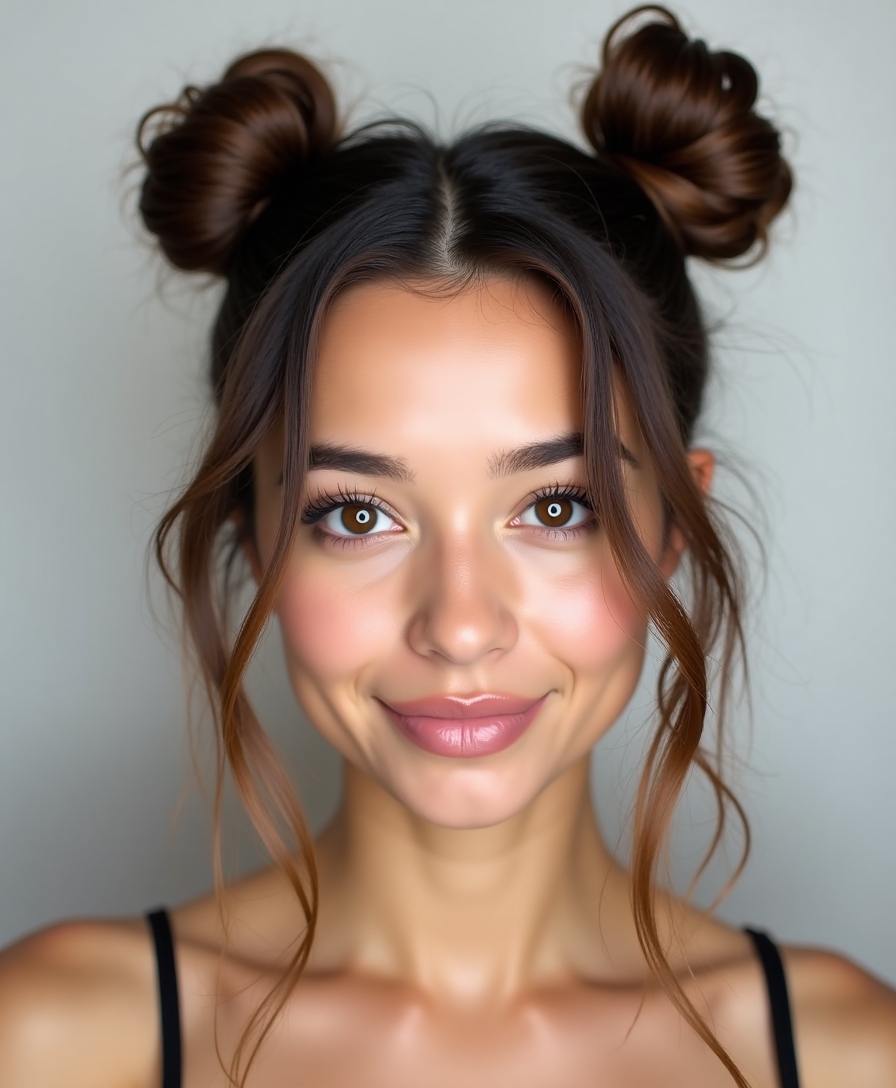 half up space buns hairstyle