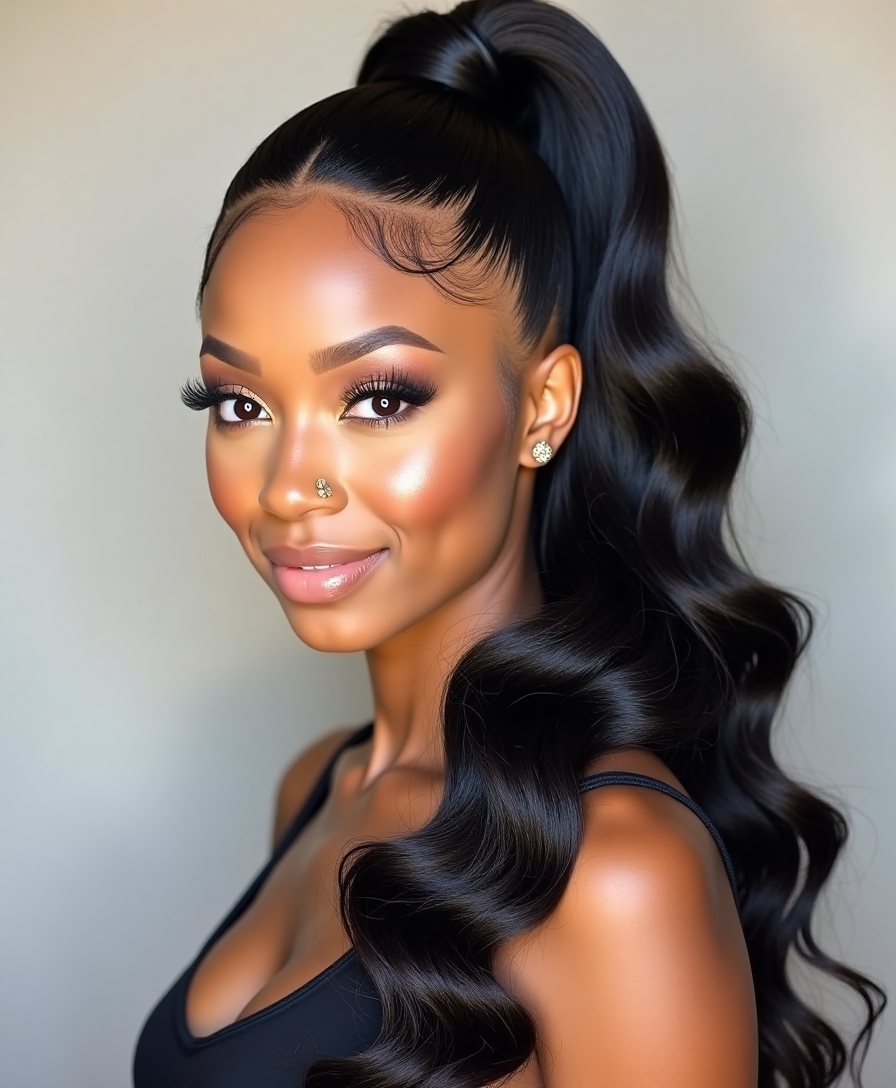 high ponytail quick weave