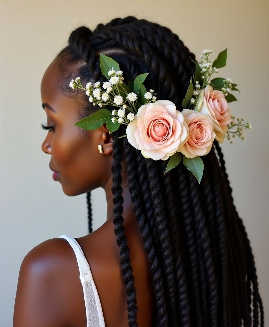 natural floral dreadlock accents