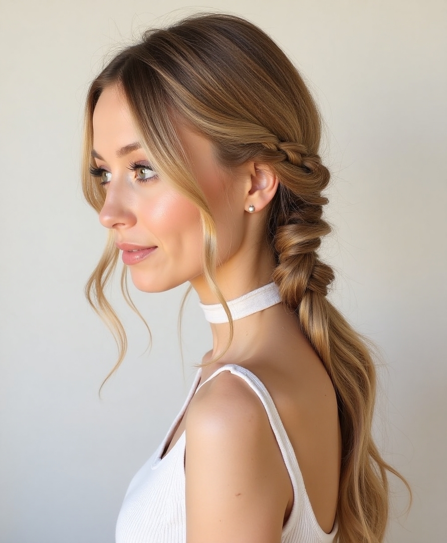 polished twisted side braid