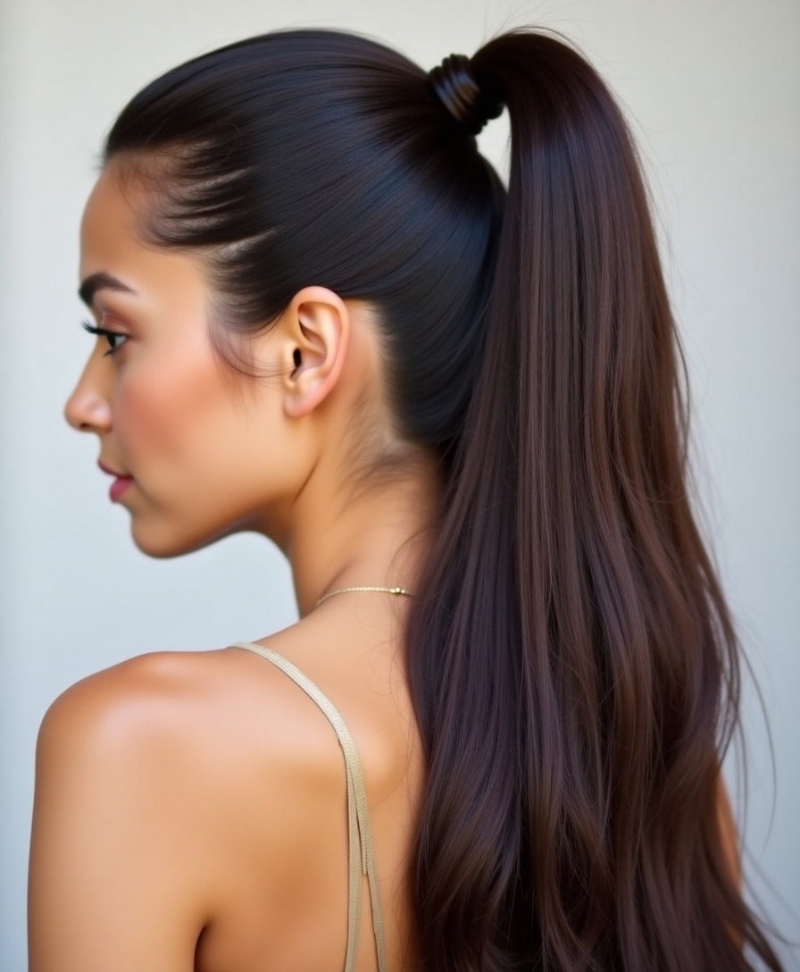 prep hair for sleek ponytail