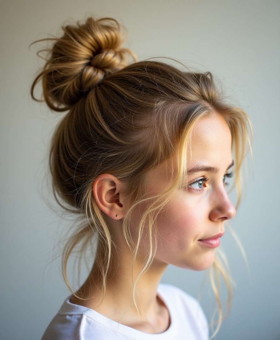 quick intentional messy bun