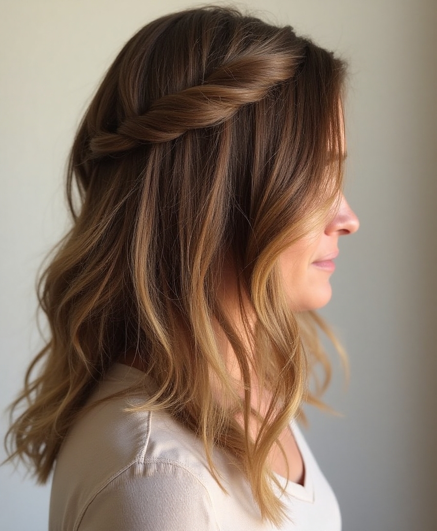 side swept waterfall braid technique