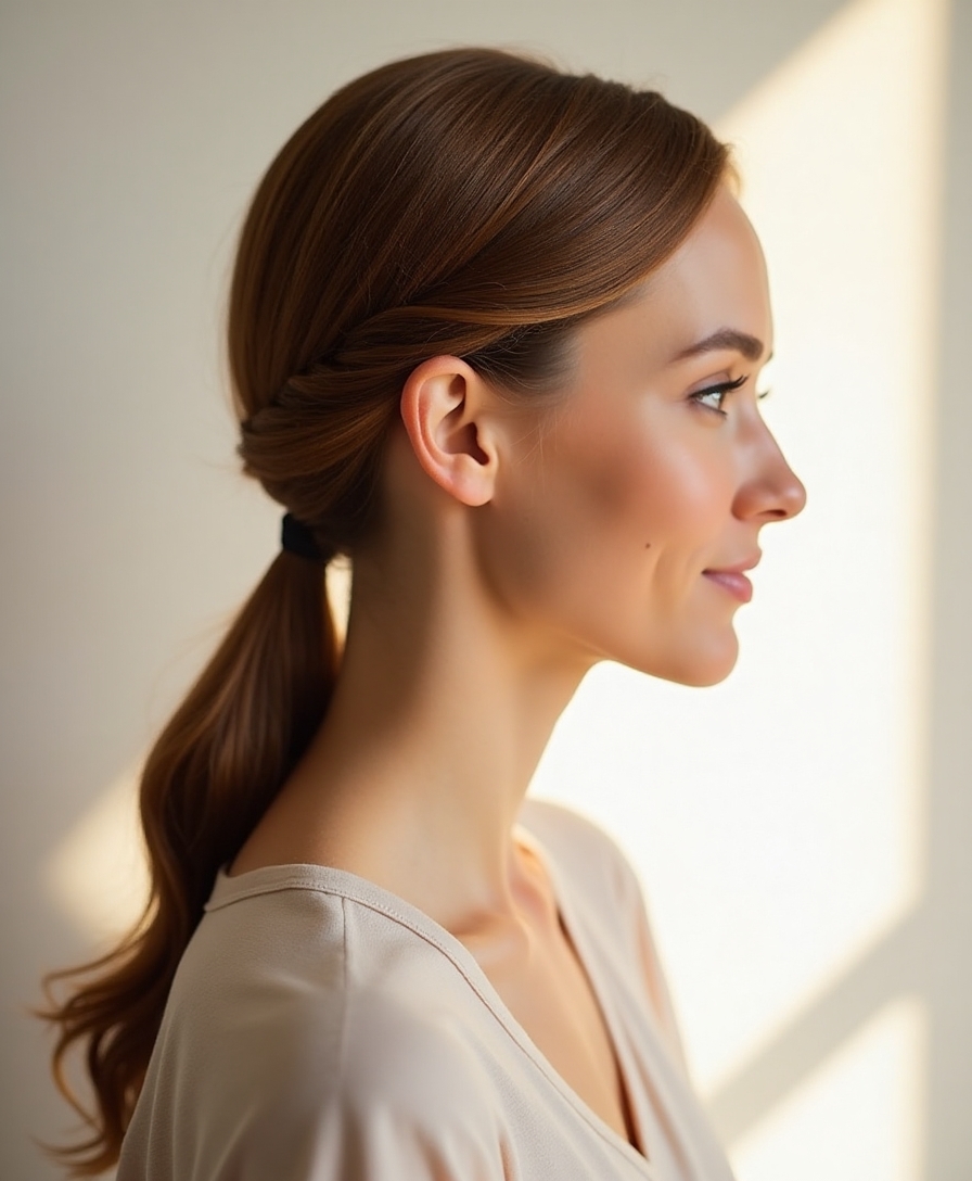 sleek low ponytail twist