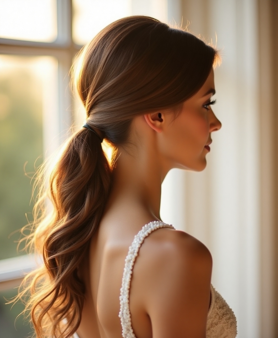 sleek ponytail wedding elegance