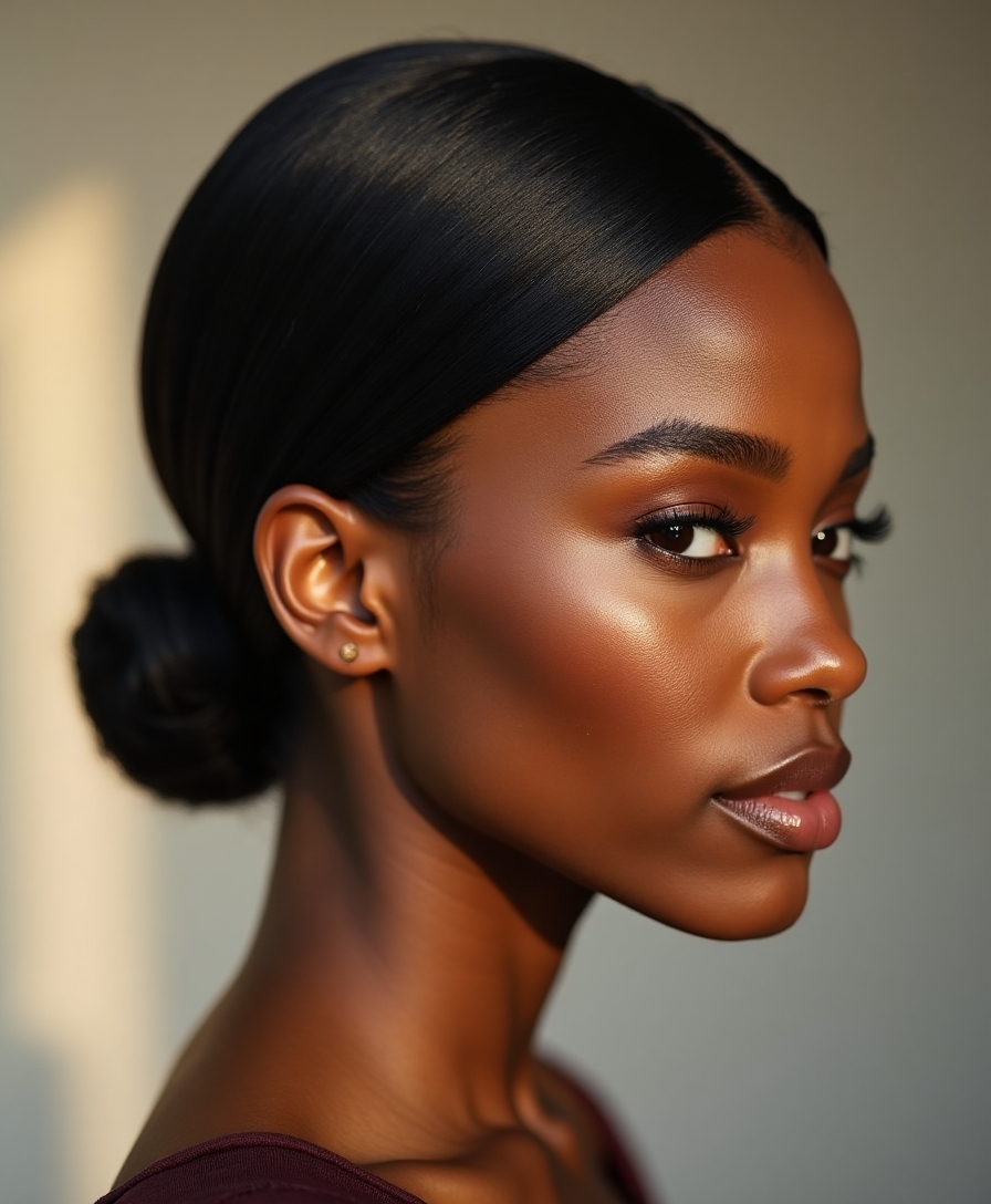 sleek practical low bun