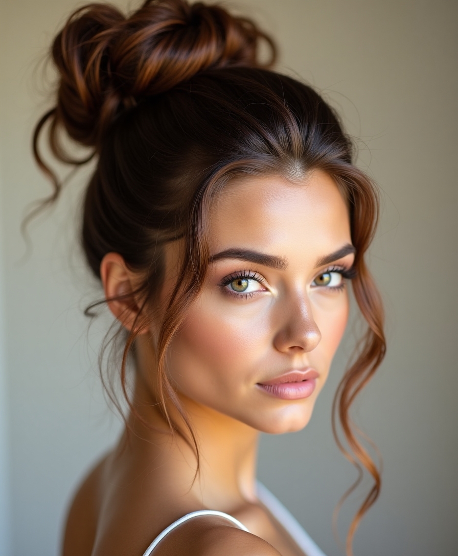 sleek top knot hairstyle