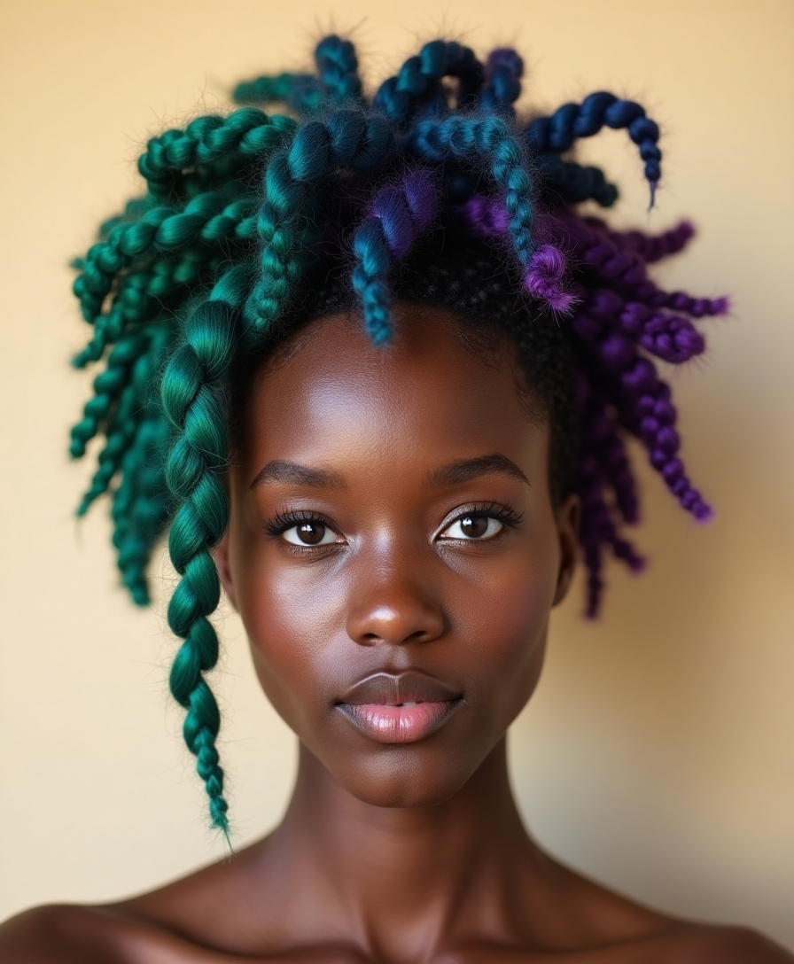 vibrant colored braided hairstyles
