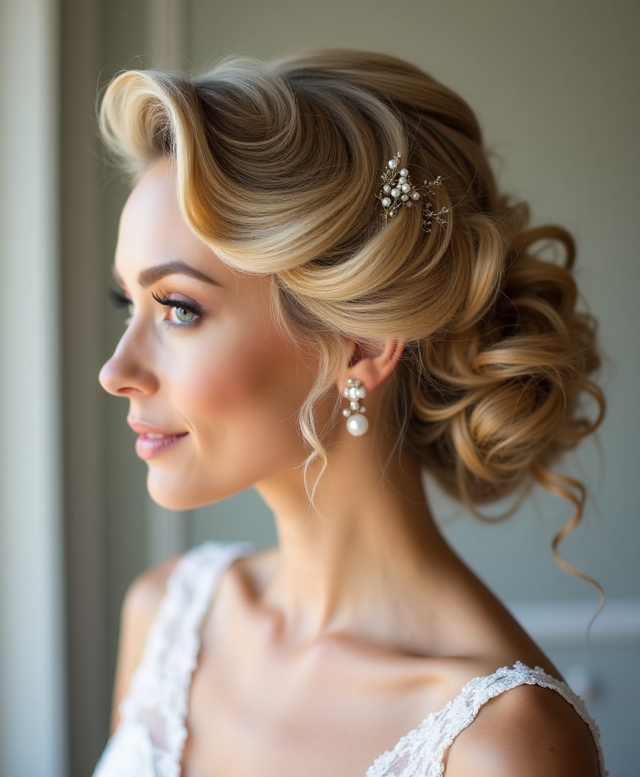 vintage hollywood bridal curls