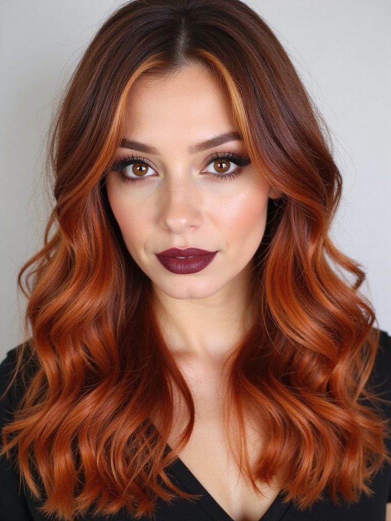 bold auburn ombre hairstyle