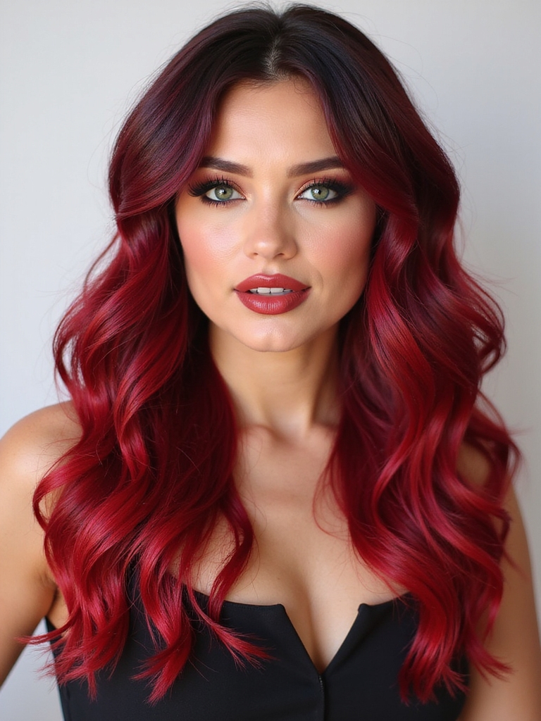 bold cherry ombre transformation