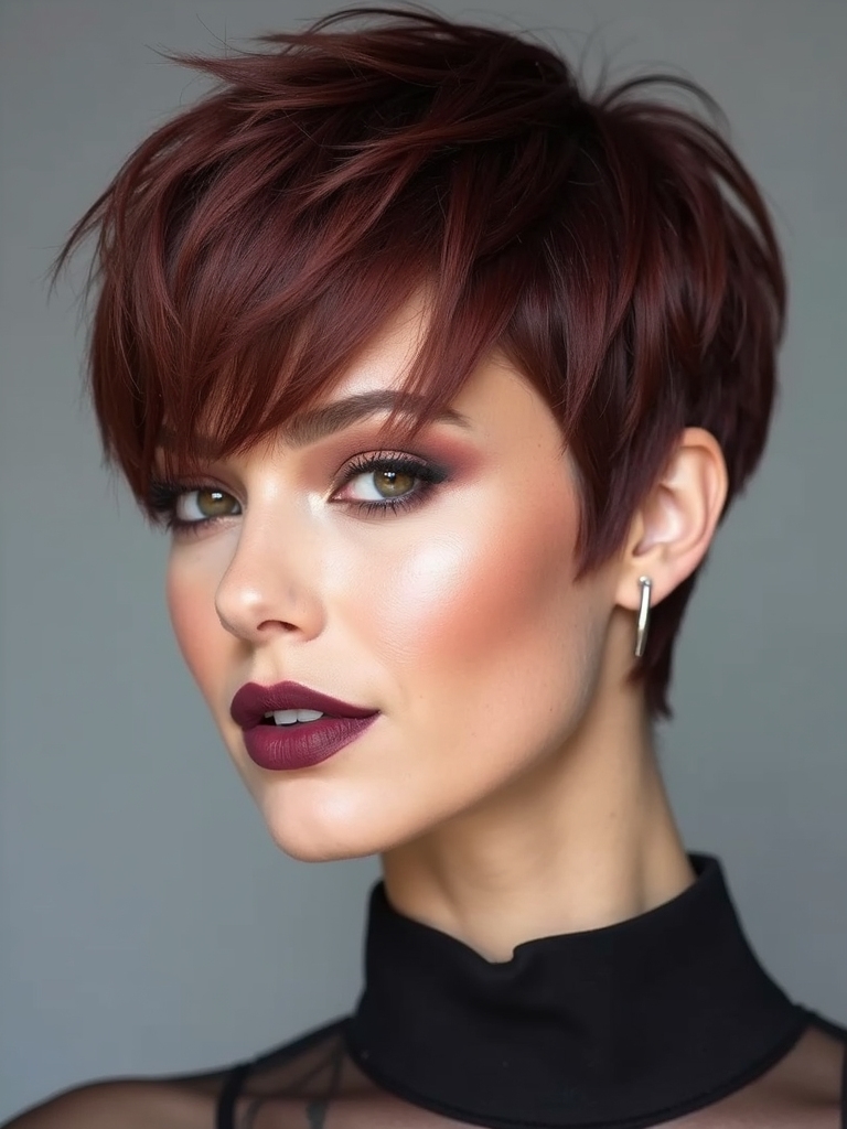 bold low maintenance pixie hairstyle